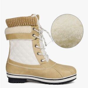 Dream Pairs Women's Tan and White Winter Boots